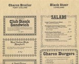 Charco Broiler Fort Collins Black Steer Loveland Colorado Dinner Menu 19... - $37.62