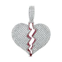 2.50 Ct Round Cut Diamond Women&#39;s Heart Shape Pendant 14K White Gold Finish   - £86.52 GBP