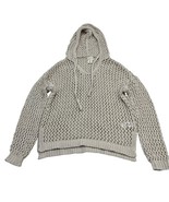 Artelier Nicole Miller Sweater Womens XS Ivory Open Knit Hoodie Beachy L... - $53.85 CAD