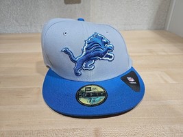 Detroit Lions New Era 59Fifty NFL Fitted Hat Gray Blue Size 7 1/8 On Fie... - $26.41