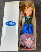 Disney Frozen Rare Large 18&quot; Anna Doll Jakks Pacific &amp; Tiara Earrings Ne... - £37.52 GBP
