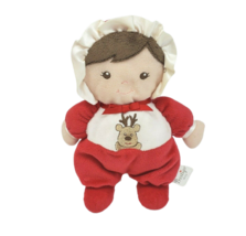 8&quot; Prestige Baby Doll Girl Red Christmas Deer Stuffed Animal Plush Rattle 96009 - £36.52 GBP
