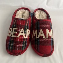 Dearfoams Mama Bear Size S 5-6 Memory Foam Slippers Mules Plaid House Shoes - £17.87 GBP