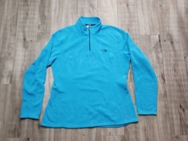 North Face Blue Turquoise 1/4 Zip Long Sleeve Pullover Fleece Women&#39;s Size XL - £15.36 GBP