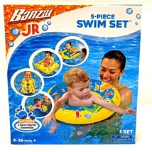 Banzai Jr 5 Pc Swim Set Float Seat Vest Kick Board Swim Ring Arm Bands 9... - £13.69 GBP