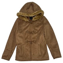 Braetan Jacket Womens Medium Faux Suede Toggle Hooded Sherpa Lined Coat ... - $44.54