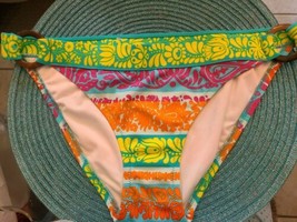 Victoria’s Secret Hipster Swim Bottom With Resin Ring Detail Neon multicolor new - £9.35 GBP