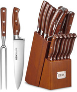 16 PCS Professional Chef Knife Set With Wooden Block Scissor and Sharpener - $137.61