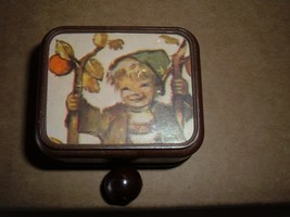 Vintage Hummel Style Pull String Music Box Ornament Boy With Apples - $369.90 MXN