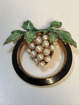 Vintage Gold Tone Signed Sandor Co Faux Pearl Enamel Floral Fruit  Pin B... - $19.75