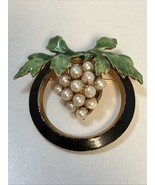 Vintage Gold Tone Signed Sandor Co Faux Pearl Enamel Floral Fruit  Pin B... - $19.75