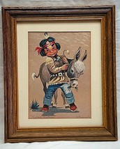 Old Vintage 40&#39;s Native American Art Monteague Litho Print Yellow Feathe... - £23.18 GBP