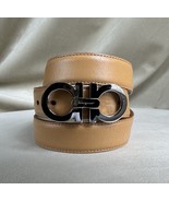 Ferragamo Tan Beige Size L Silver Buckle Skinny Leather 35 In 89 cm - $168.00