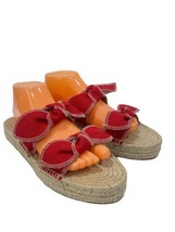 Loeffler Randall Daisy Espadrille Sandals Two Bow Strap Metallic Gold Size 41 - £96.75 GBP