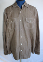 American Rag Men&#39;s Brown Striped Long Sleeve Button Down Shirt ~L~ WPL8046 - £11.69 GBP