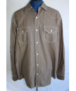 American Rag Men&#39;s Brown Striped Long Sleeve Button Down Shirt ~L~ WPL8046 - £11.72 GBP