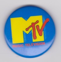 ViNtAgE Original MTV LOGO MUSIC BUTTON PIN Pinback MUSIC TELEVISION blue - $9.99
