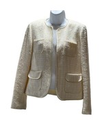 PENDLETON Women’s Jacket Ivory Tweed Textured Cotton Blend Collarless Si... - $598.52 MXN