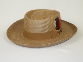 Men Bruno Capelo Braid Straw Style Spring Hat Wide Brim GAMBLER GAMS206 Tan image 4