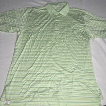 Peter Millar  Polo Shirt Mens Large Green Sz L Lightweight Blue Orange Striped - £17.57 GBP