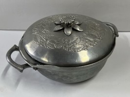 Hand Forged Hammered Aluminum Everlast Metal Casserole Dish w/Floral Lid... - £18.47 GBP