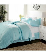 Full Size Bedding Set 8-Piece Bed in a Bag Set Light Blue Comforter Whit... - £81.59 GBP