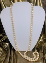 VTG Knotted Cream 8 mm Faux Pearl Bead 30&quot; Necklace IMITATION - £12.73 GBP