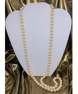 VTG Knotted Cream 8 mm Faux Pearl Bead 30&quot; Necklace IMITATION - £12.85 GBP