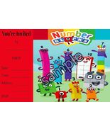 Number Blocks Birthday party Invitations 12 with envelopes glossy finish - $178.21 MXN