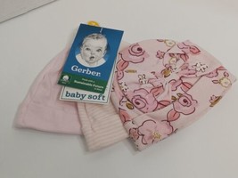 Gerber Baby Girl 3-Piece Cotton Caps Size 0-6 Months New - $11.04