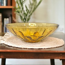 Vintage Hazel-Atlas Amber Glass Lyric Mid-Century Modern Serving Bowl Dish - £13.45 GBP