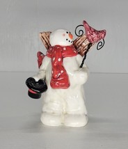 Decorative Ceramic Snowman Angel With Red Bird - £6.32 GBP