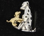 Dalmatian &amp; Puppy Pin Gold Silver 1&quot; Tall x 1&quot; Wide Brooch Jewelry  - $11.75