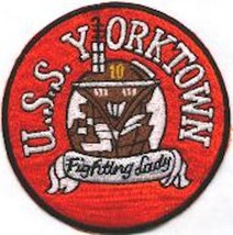 4.5&quot; Usn Navy Uss Yorktown CV-10 Carrier Fighting Lady Round Embroidered Patch - £23.59 GBP