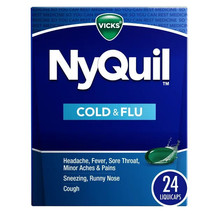 Vicks NyQuil, Nighttime Cold, Cough &amp; Flu, 24  Liquicaps Exp 2025 - £12.11 GBP