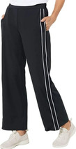 Susan Graver Sg Sg Sport Regular Knit Side Snap Track Pants- Black, Medium - £14.79 GBP
