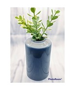 Decorative vase 6&quot; with faux jade plant stems gray green stoneware home ... - £12.08 GBP