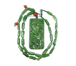 3&quot; China Nature Hetian Nephrite Green Jade Auspicious Eagle Hand Carved Necklace - £123.80 GBP
