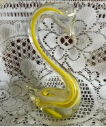 Vintage Italian Art Glass Swan Figure Hand Blown Yellow White Clear 6&quot; Tall - $336.72 MXN