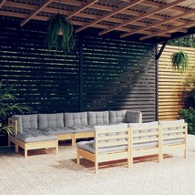 Garden Lounge Set Grey Solid pinewood, fabric (100% polyester) - $2,180.79 CAD
