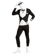 Mens Adult 2nd Skin Black White Tuxedo Stretch Jumpsuit Halloween Costum... - £19.61 GBP