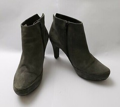 Unisa Shoes Booties Ankle Boots Suede Zipper Platform Gray Womens Size 7... - $39.55