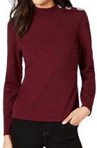 allbrand365 designer Womens Embellished Mock Neck Sweater, Large, Port - $78.71