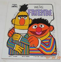 Vintage Playskool 315-17 Sesame Street &quot;WE&#39;RE FRIENDS&quot; Wooden Frame Puzz... - £26.26 GBP