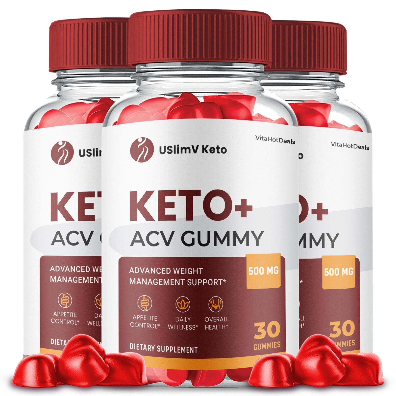 3 Pack USlimV Keto ACV Gummies Max Strength Gummies with Apple Cider Vinegar