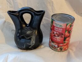 Pume Two Spout Wedding Vase Native Indian Pueblo Figure Black Pottery - $103.93