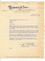 Roberts and Son Letter 1938 Birmingham Alabama Manufacturing Stationers - $17.82