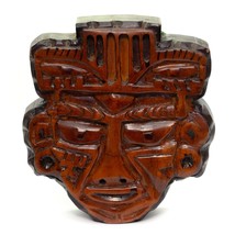 Mexican Mayan Style Warrior Hand Carved Large Wooden Mask 10.5&quot; Vintage - £39.08 GBP