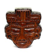 Mexican Mayan Style Warrior Hand Carved Large Wooden Mask 10.5&quot; Vintage - £38.76 GBP