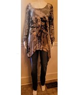 Vivienne Tam Printed Asymmetrical Top w/Long Sleeves, SZ MED - $17.82
